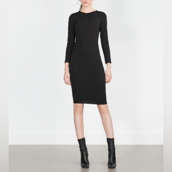 Zara black dress open back bodycon sz XS - Picture 2 of 4